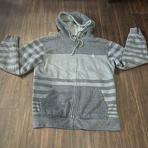 Volcom Mens Large Full Zip-Up Gray Sherpa Jacket